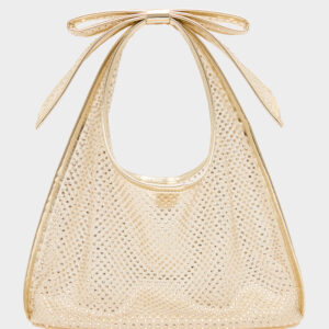 BOW MINI MESH TOTE GOLD
