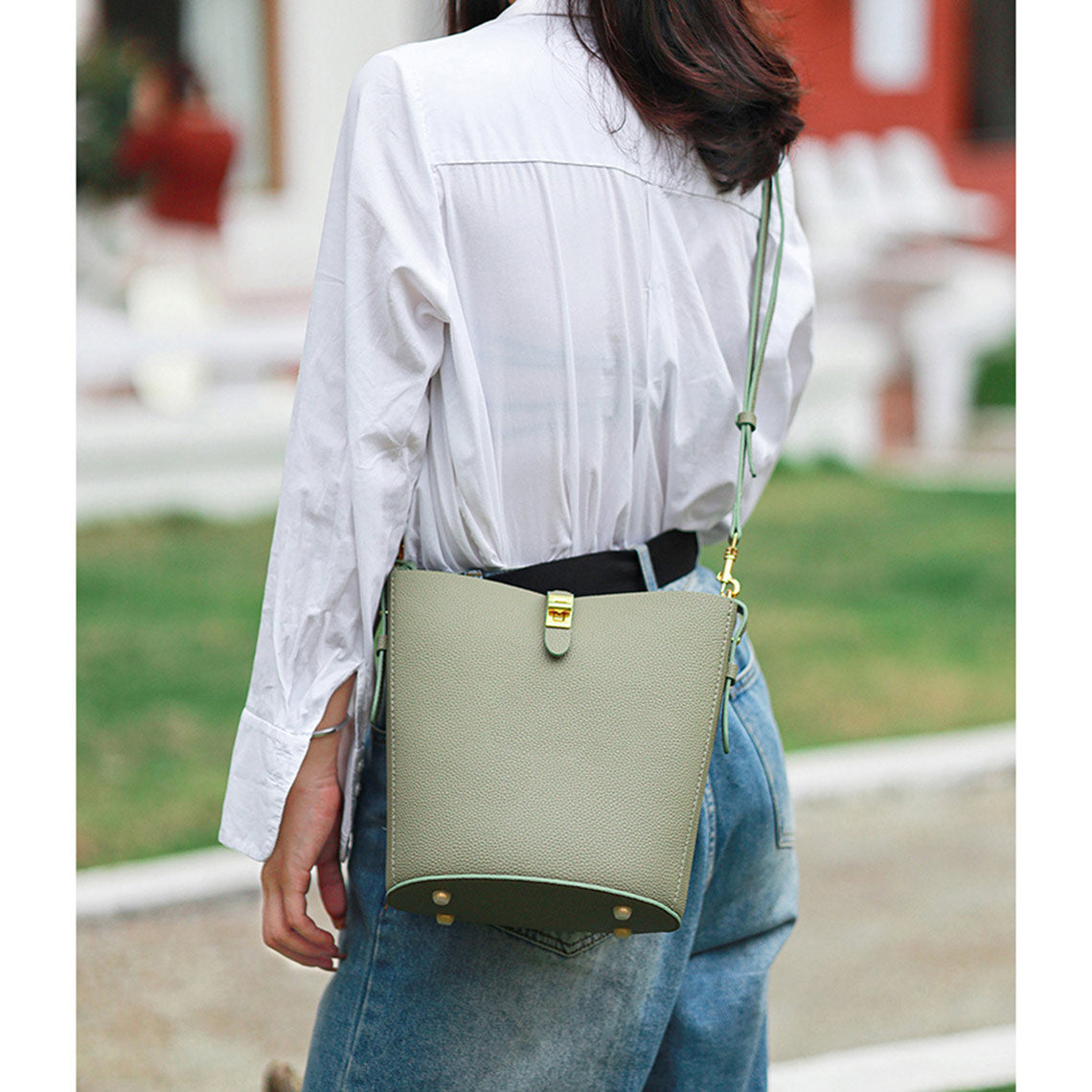 POPSEWING® Leather Simple Bucket Crossbody Bag DIY Kit - Image 13