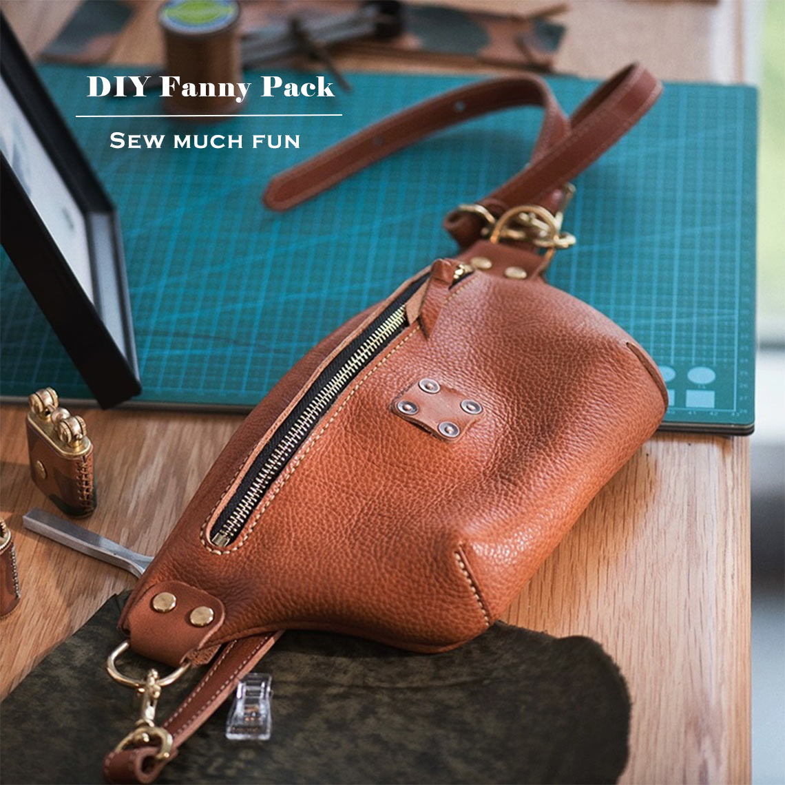 POPSEWING® Full Grain Leather Fanny Pack Belt Bag DIY Kits - Image 2