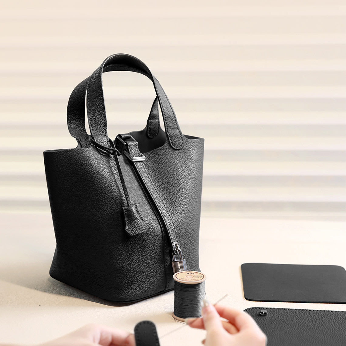 POPSEWING® Top Grain Leather Lady Picotion Lock Totes Bag DIY Kit - Price Drop at Checkout - Image 2