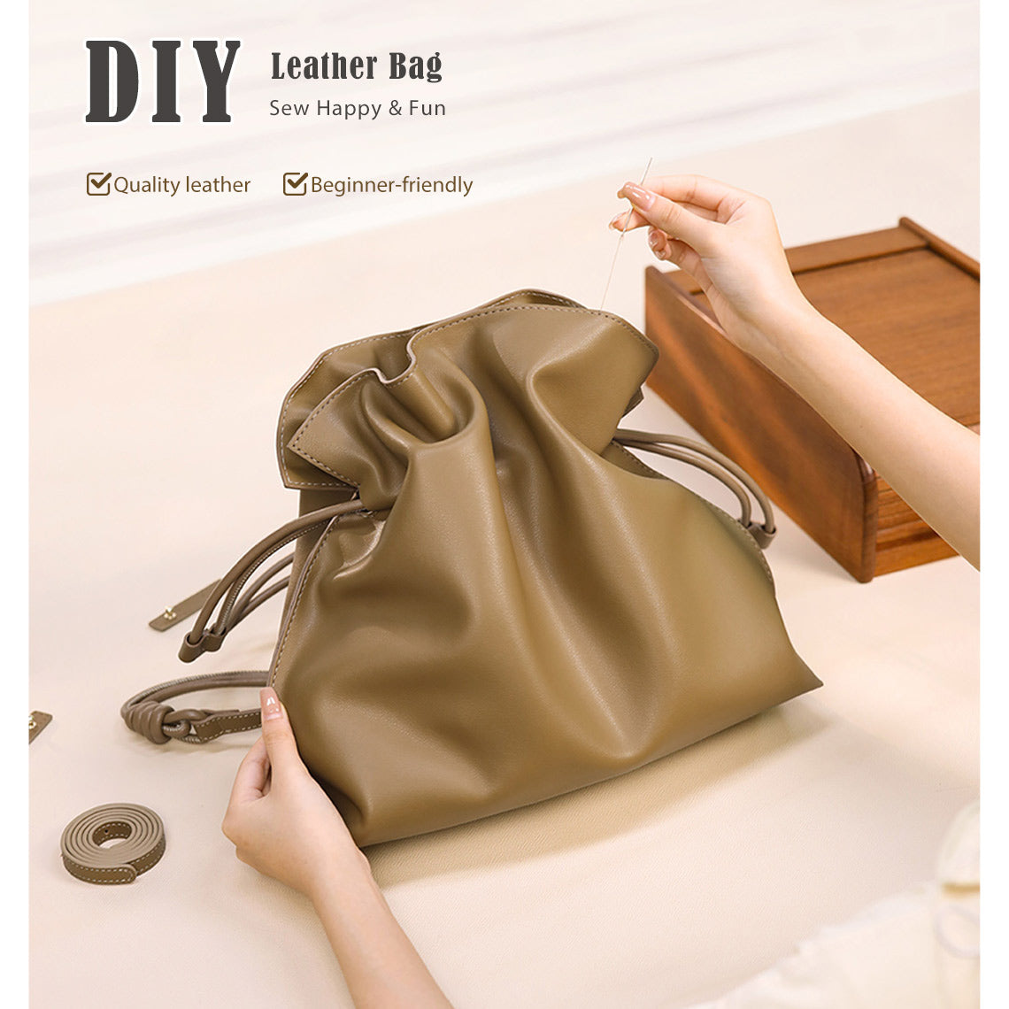 POPSEWING® Leather Drawstring Shoulder Backpack DIY Kits - Image 2