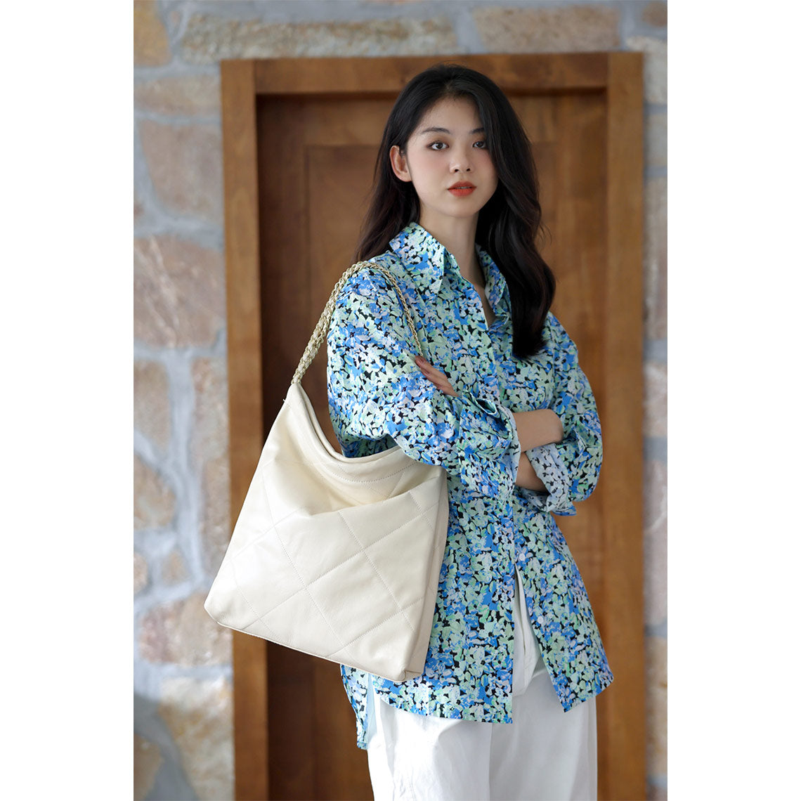 POPSEWING® Top Grain Leather Quilted Chain Tote Bag DIY Kit - Image 3