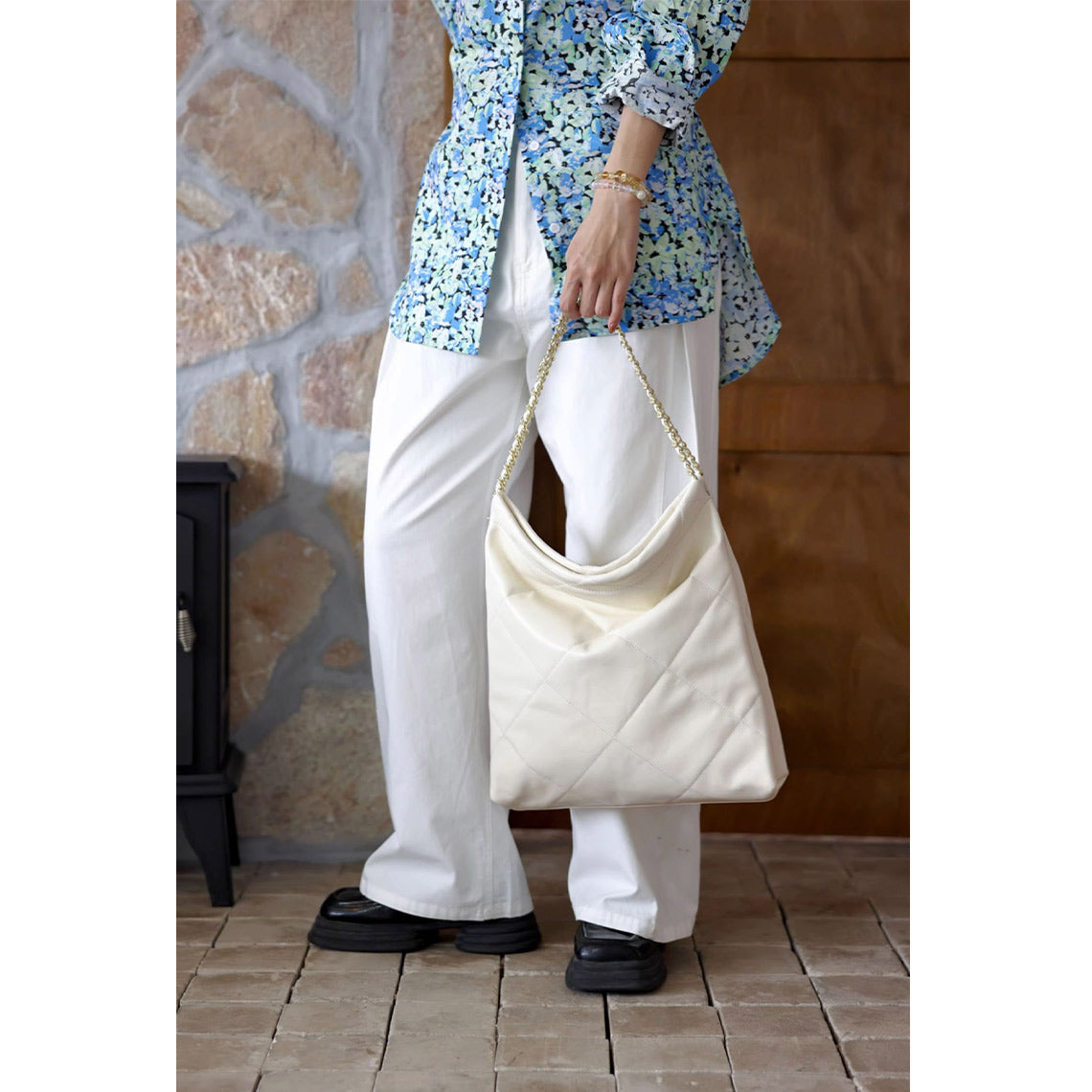 POPSEWING® Top Grain Leather Quilted Chain Tote Bag DIY Kit - Image 7