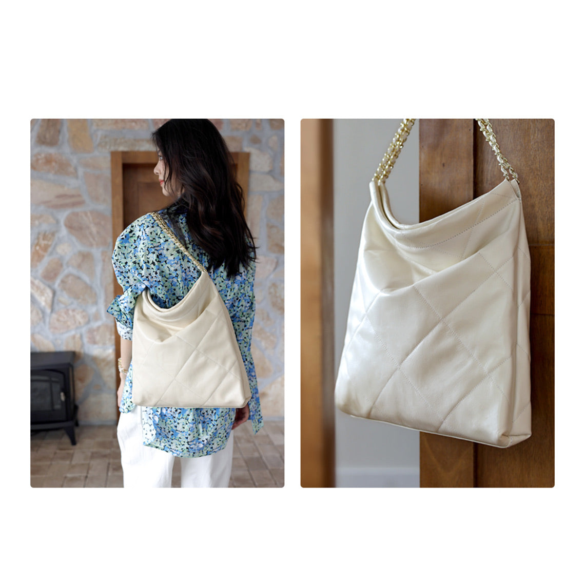 POPSEWING® Top Grain Leather Quilted Chain Tote Bag DIY Kit - Image 8