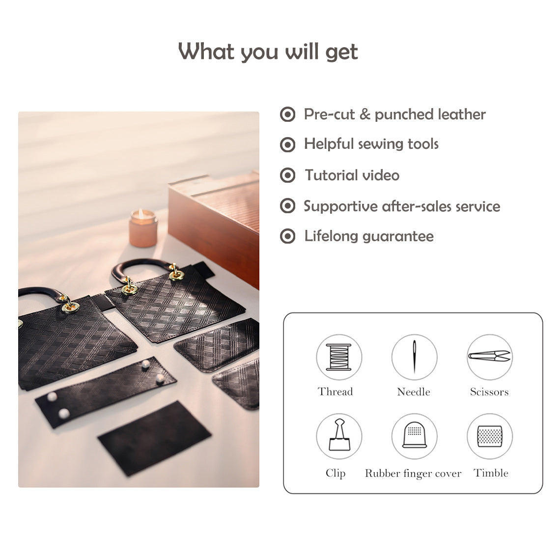 POPSEWING® Top Grain Leather Inspired Lady Handbag DIY Kit - Image 4