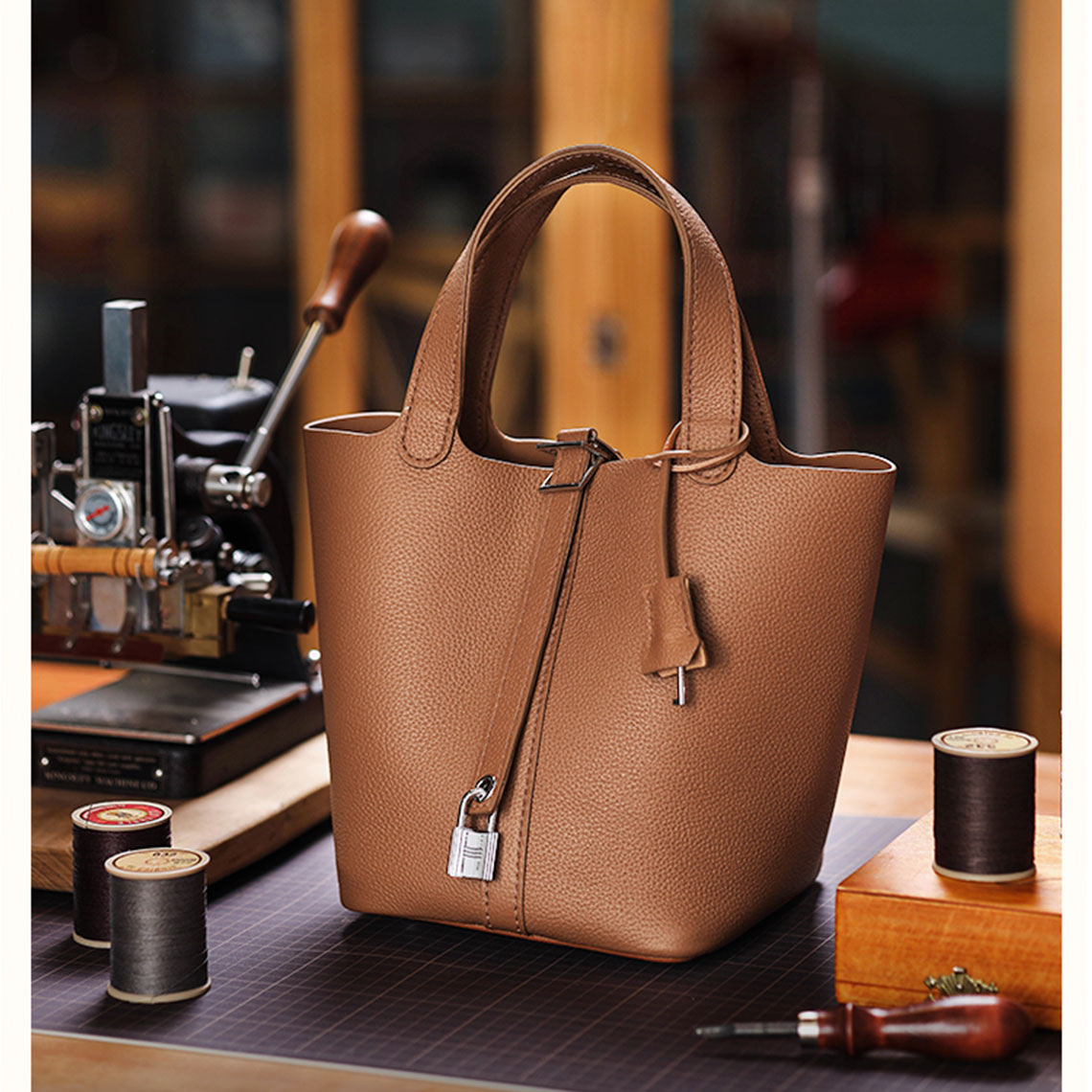 POPSEWING® Top Grain Leather Lady Picotion Lock Totes Bag DIY Kit - Price Drop at Checkout - Image 13
