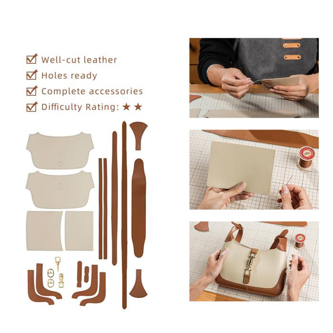 Leather Jackie Shoulder Bag DIY Kit | Price Drop at Checkout - Image 3