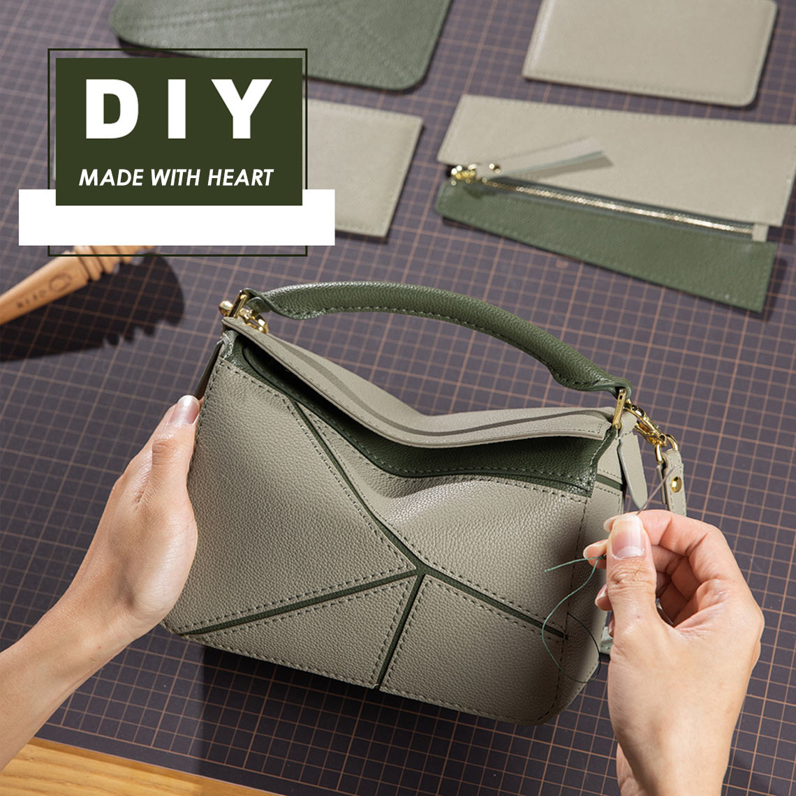 POPSEWING® Leather Geometry Crossbody Bag DIY Kit - Image 2